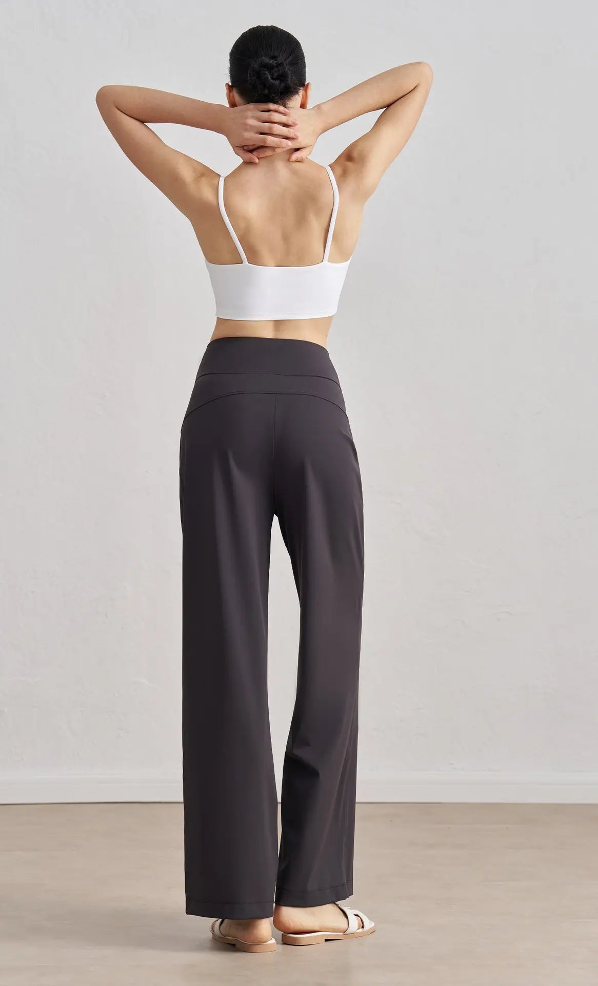 LuxeShine High-Waist Flare Pants - Opelle motion