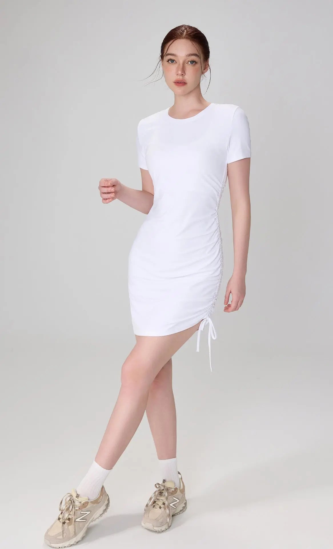 GlowForm Side Drawstring Bodycon Dress - Opelle motion