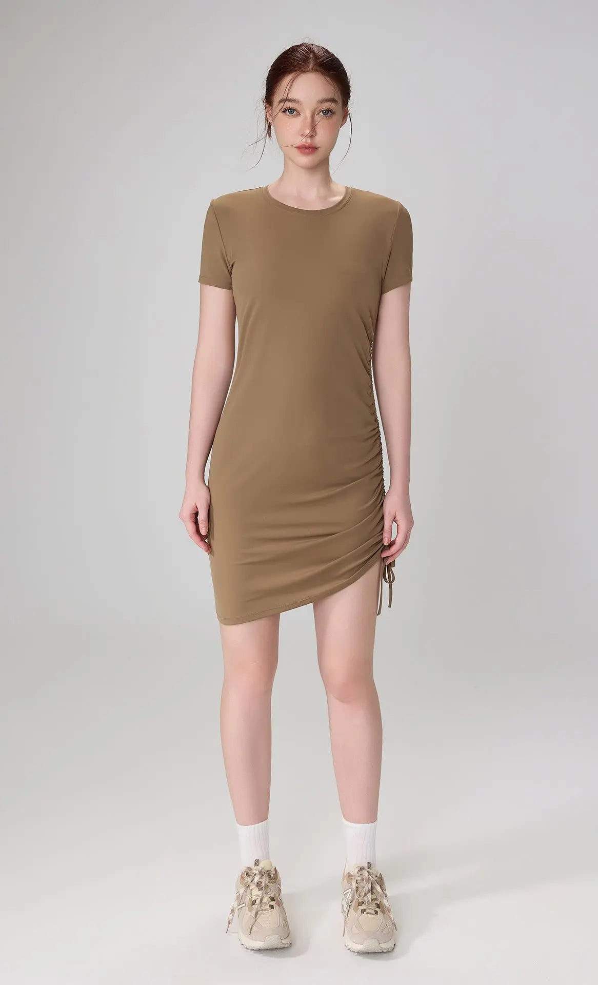 GlowForm Side Drawstring Bodycon Dress - Opelle motion