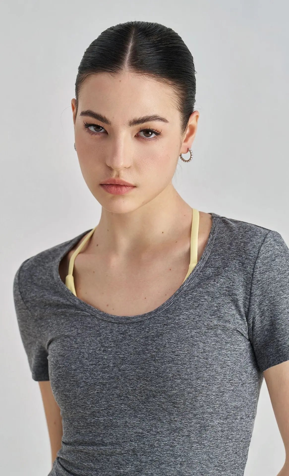 BareEase Back Cutout Yoga Tee Opelle motion
