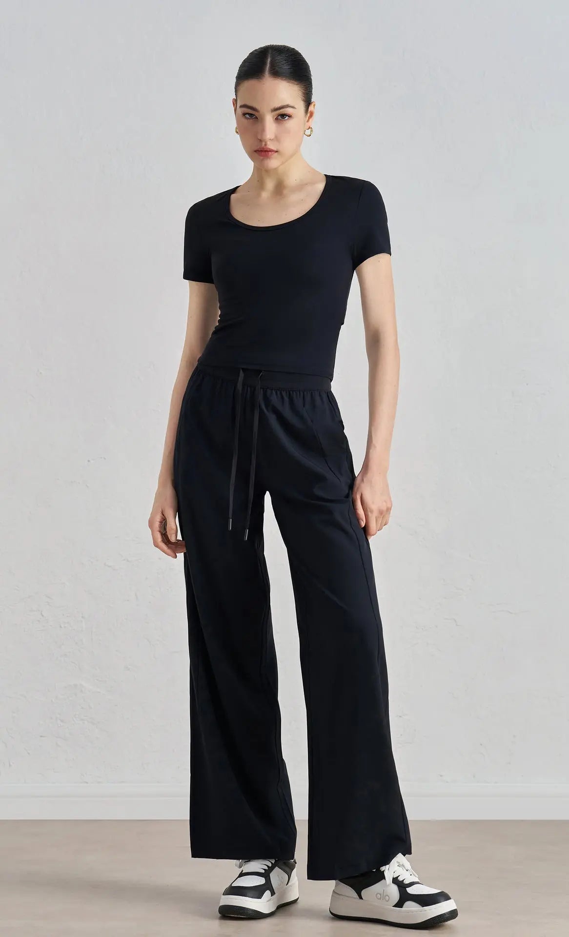 BareEase Back Cutout Yoga Tee Opelle motion